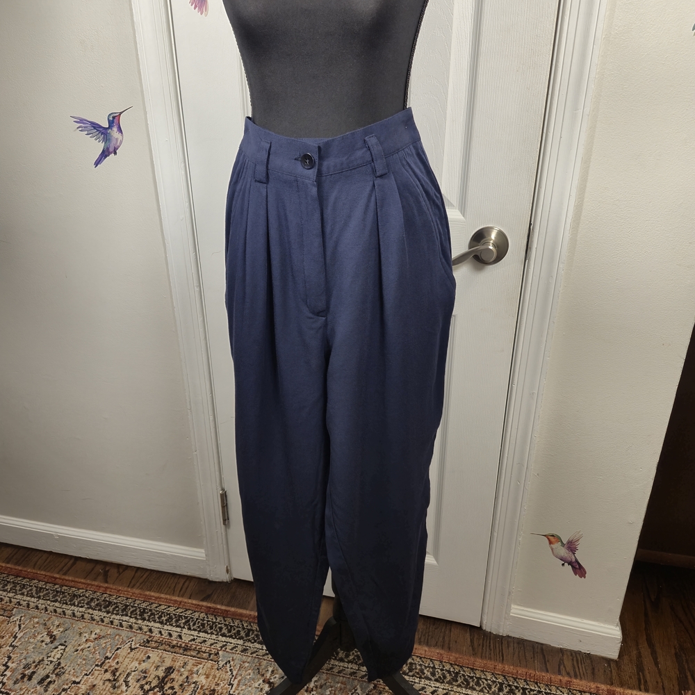Vintage The Limit High-Waist Pleated Wool-Blend Trousers | Size 8